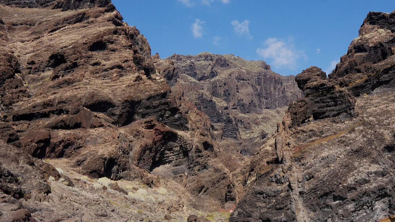 Dykes intruding Lava Flows on Tenerife in Canary Islands, D