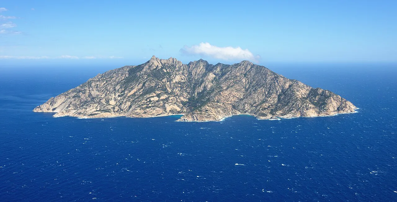 Aerial image of Montecristo (view from the west), Tuscany