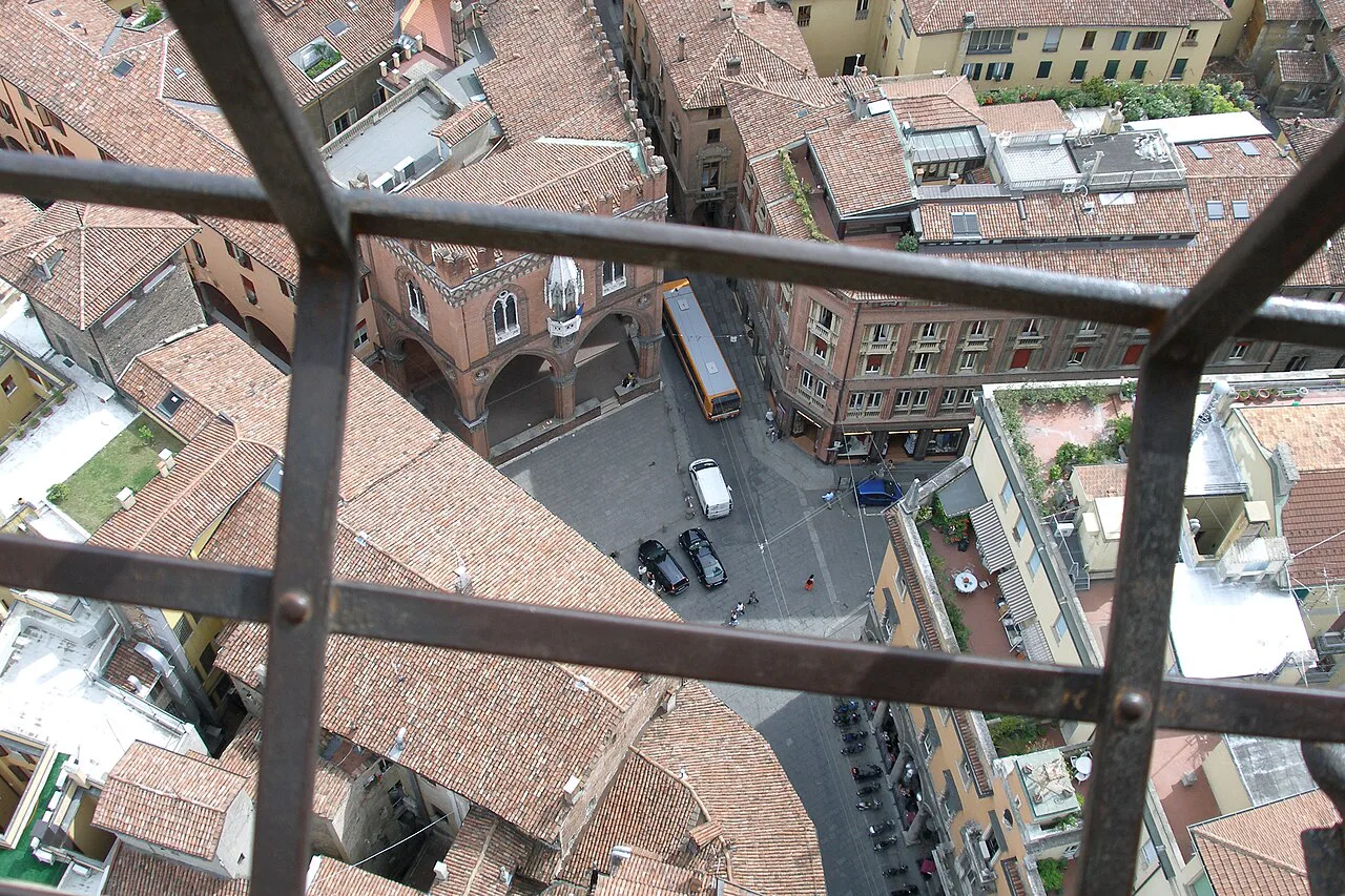 Bologna town square from top of Bologna tower, Bologna, Italy
