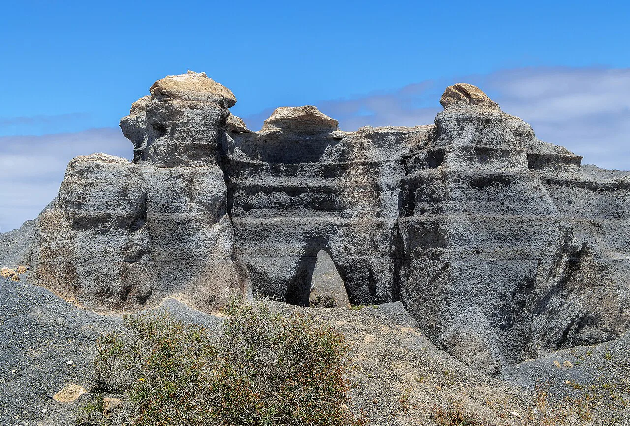 Erosion of tephra layers, Lanzarote, Canary Islands