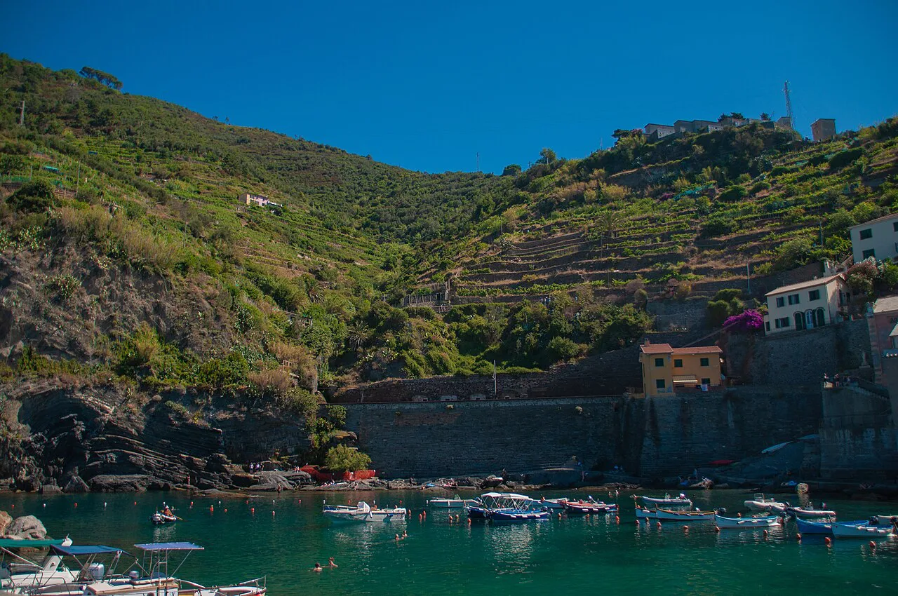 Ships at Vernazza, Cinque Terre, Italy