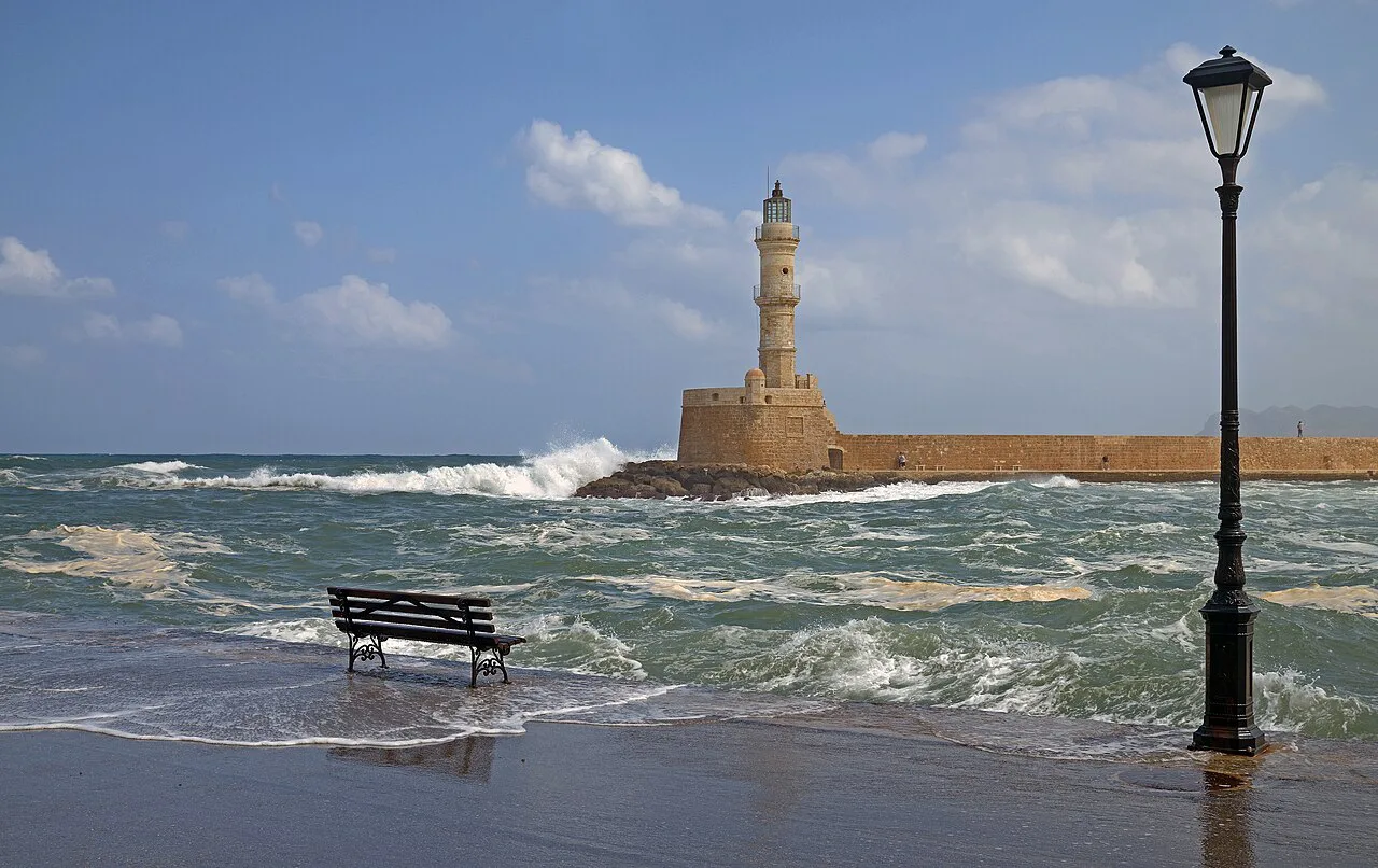Quay and Lighthouse in Chania. Crete, Greece