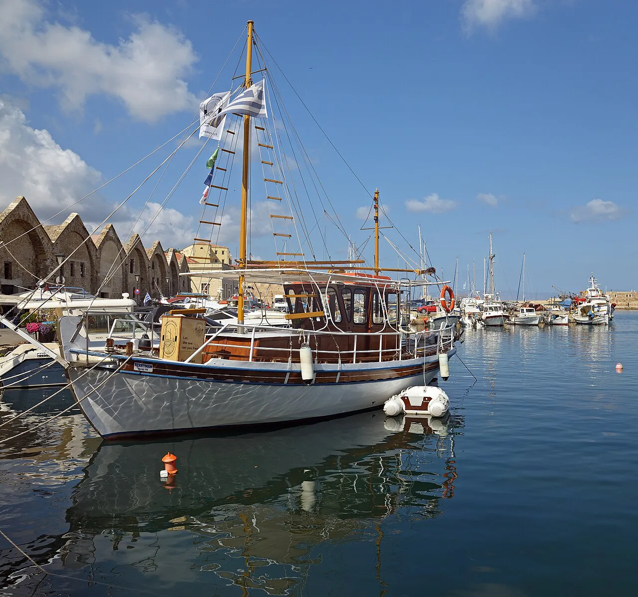 Harbor and Venetian shipyards in Chania. Crete, Greece
