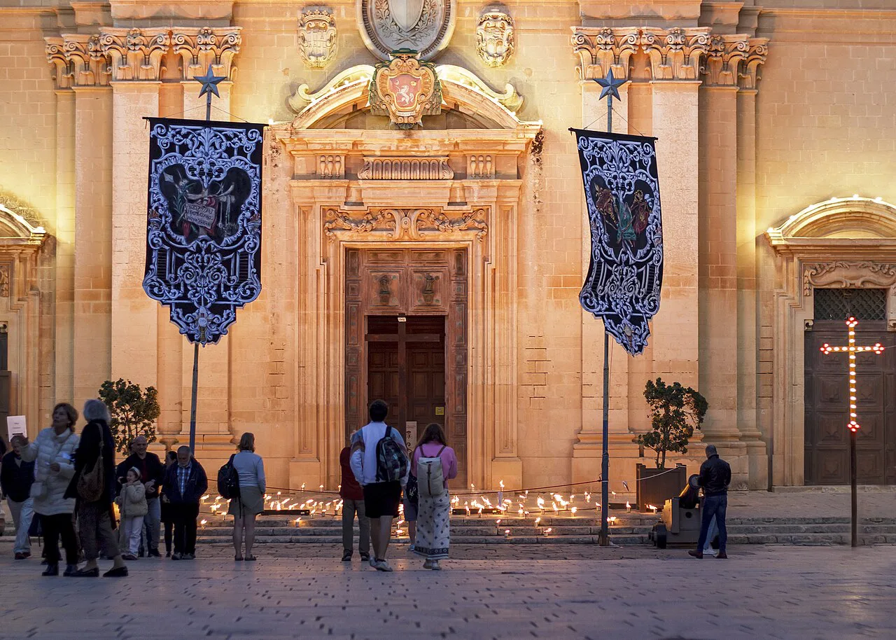 St. Paul Cathedral, Mdina parvis on Maundy Thursday, Malta