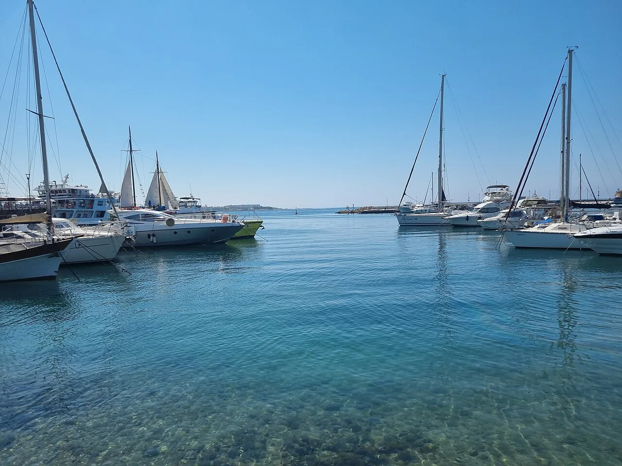 Yachts docked at Paphos Harbour