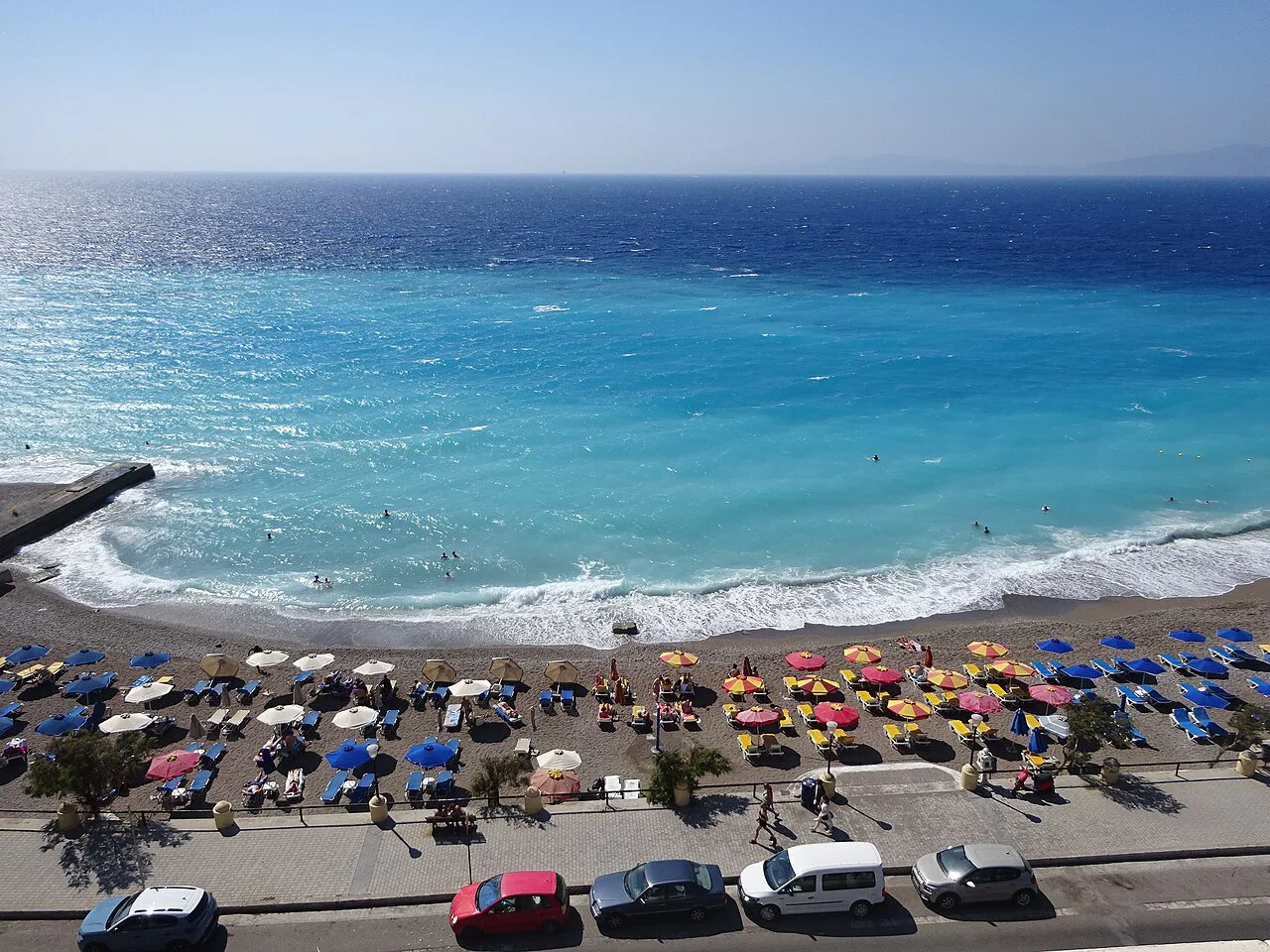 Windy Beach on the West Coast opposite Riviera Hotel Odos Kalimnou Rhodes