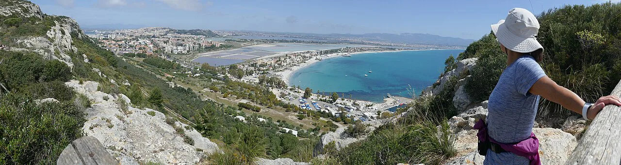 Panoramic view of Poetto from Sella del Diavolo, Sardinia