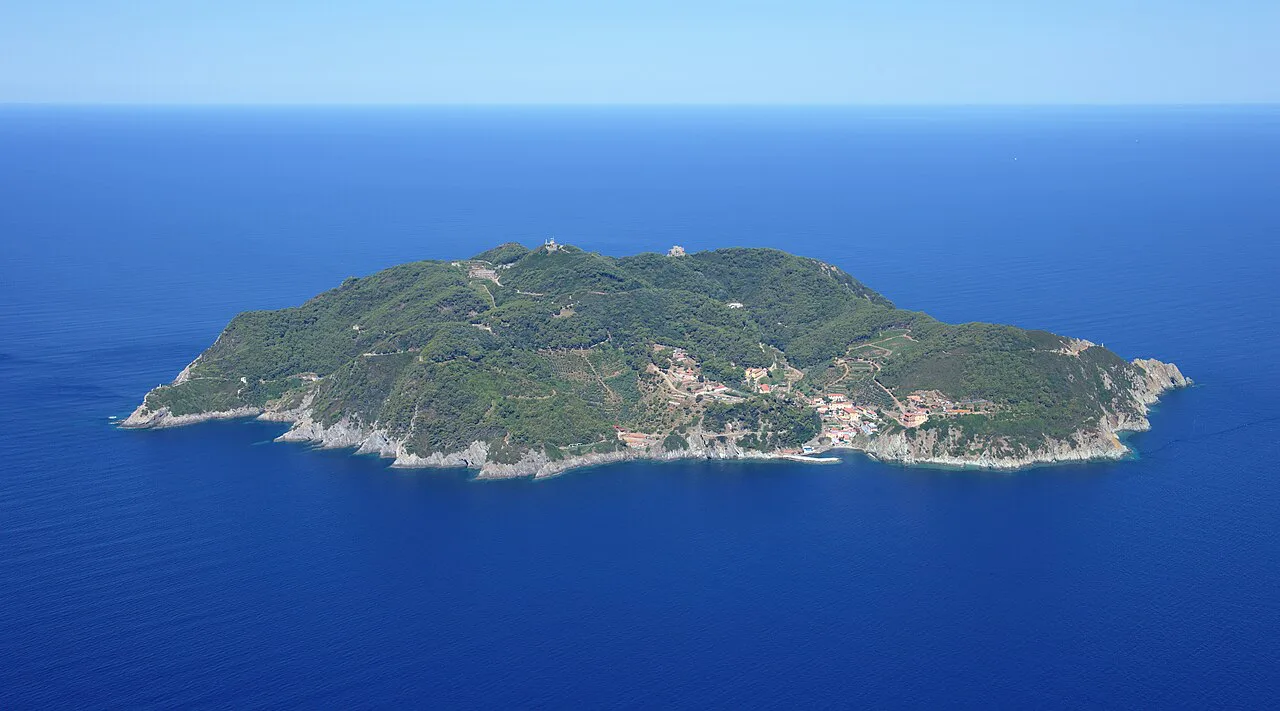 Aerial image of Gorgona (view from the east), Tuscany